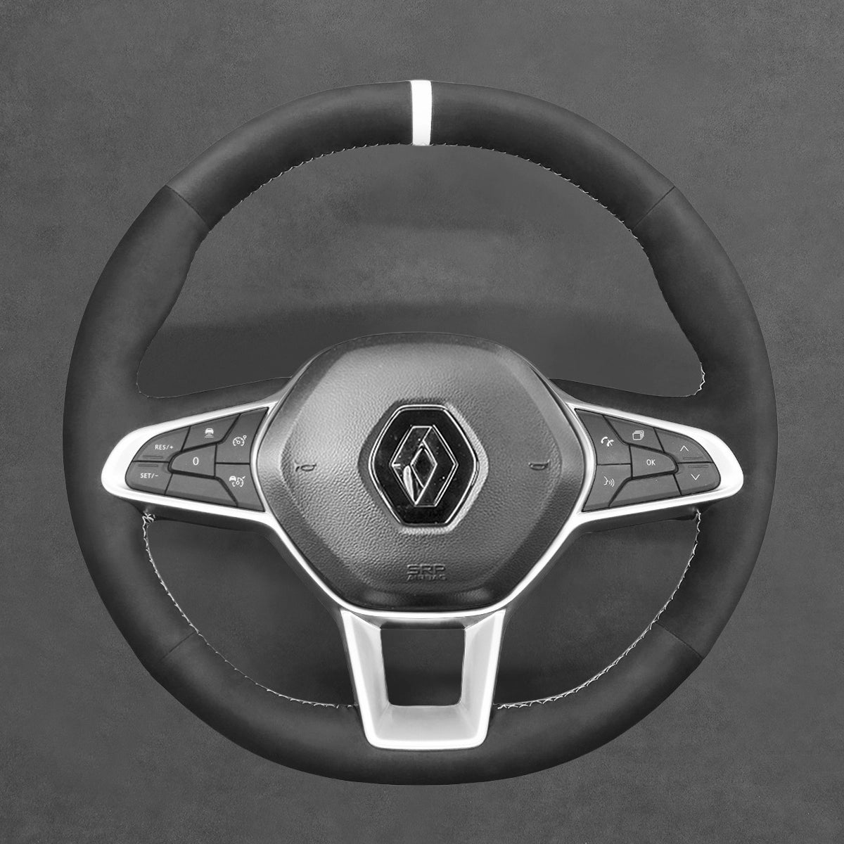 Renault Clio 5 V steering wheel cover features perfect fit design with premium materials for enhanced comfort and grip.